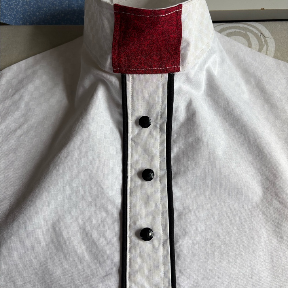 Hunt Seat Dickie for Horse Shows - Equestrian - Red Accent and Black Buttons